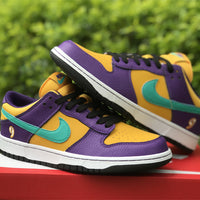 Low Top Sneakers, Purple Yellow Colorway, Lace Up Design, Casual Gift for Sneaker Fans