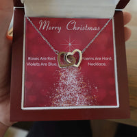 Two Tone Cubic Zirconia Heart Pendant, Interlocking Hearts Necklace for Girlfriend, Surgical Steel Jewelry, Romantic Christmas Present