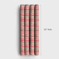 Hand-Drawn Vertical Stripe Gift Wrap, Red and Cream Striped Wrapping Paper, Minimalist Holiday Wrapping Paper, Christmas Gift Wrap Roll
