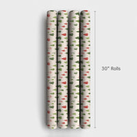 Festive Christmas Tree Gift Wrap, Watercolor Pine Tree Wrapping Paper, 90 GSM Holiday Present Paper, Rustic Winter Wrapping Supplies