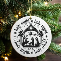 Religious Christmas Tree Ornament, O Holy Night Nativity Ceramic Ornament, Christian Holiday Keepsake Ornament, Faith Home Decor Present
