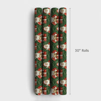 Comfy Christmas Santa Gift Wrap, Vintage Santa Hot Cocoa Wrapping Paper, Retro Green Holiday Wrapping Paper, Festive Winter Present Gift Wrap