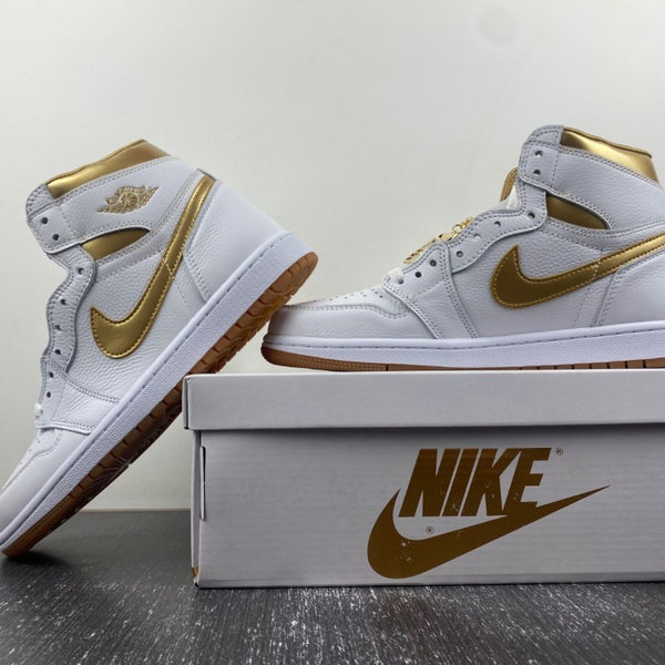 Retro High Top Sneakers, White Gold Colorway, Lace Up Design, Casual Gift for Sneaker Fans