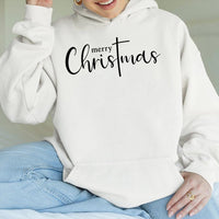 Christian Holiday Hooded Sweatshirt, Merry Christmas Cross Hoodie, Religious Christmas Cross Pullover, Faith Based Xmas Present