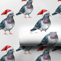 Humorous Holiday Bird Gift Wrap, Santa Pigeon Christmas Wrapping Paper, Quirky Urban Animal Wrapping Paper, Novelty Xmas Gift Wrap Roll