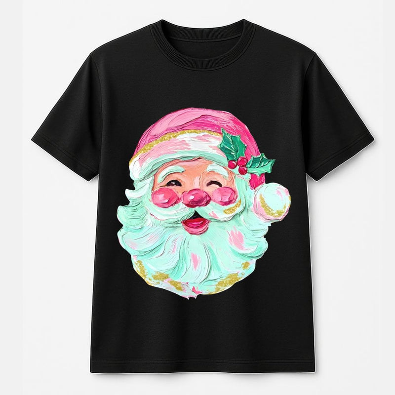 Textured Brushstroke Christmas Shirt, Retro Santa T-Shirt, Vintage Santa Claus Graphic Tee, Adorable Holiday Season T-Shirt, Festive Xmas Present