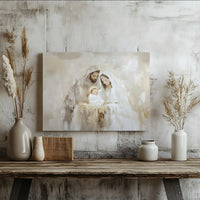 Holy Family Wall Art, Nativity Scene Canvas Print, Christian Nativity Canvas Decor, Abstract Nativity Wall Art, Christmas Canvas Present