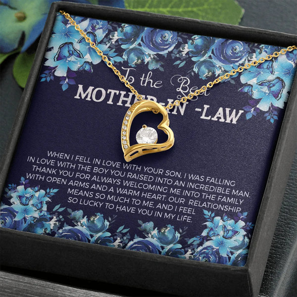 Cubic Zirconia Heart Pendant, Mother in Law Forever Love Heart Necklace, Bonus Mom Heart Jewelry, Birthday Christmas Present 