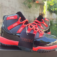 High Top Sneakers, Black Red Colorway, Lace Up Design, Casual Gift for Sneaker Fans