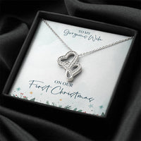 Interlocking Hearts Pendant, Double Heart Necklace for Wife, 14K White Gold Heart Necklace, Romantic Heart Jewelry, First Christmas Present