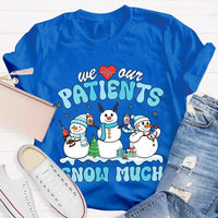 School Nurse Christmas Shirt, Snow Much Love for Our Patients T-Shirt, Adorable Snowman Nurse Holiday Tee, Pediatric Medical Staff Xmas Tee