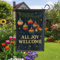 All Joy Welcome Holiday Yard Flag, LGBTQ Pride Garden Flag, Rainbow Christmas Ornaments Outdoor Flag, Inclusive Holiday Garden Decor