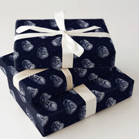 Navy Blue St Nick Holiday Gift Wrap, Vintage Santa Claus Christmas Wrapping Paper, Retro Santa Wrapping Paper Roll, Xmas Present Wrap