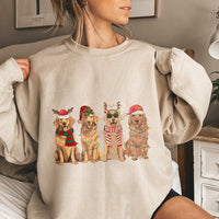 Christmas Dog Lights Crewneck, Golden Retriever Christmas Sweatshirt, Golden Retriever Graphic Pullover, Dog Lover Christmas Sweatshirt