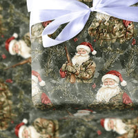 Camo Santa with Rifle Gift Wrap, Hunting Santa Christmas Wrapping Paper, Outdoorsman Holiday Wrapping Paper, Rustic Winter Wrapping Paper