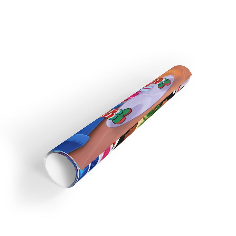 Festive Holiday Kids Gift Wrap, Black Children Christmas Wrapping Paper, Inclusive Xmas Wrapping Paper Roll, Seasonal Present Wrap