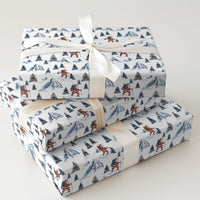 Snowy Mountain Christmas Wrapping Paper, Hiking Santa Wrapping Paper, Outdoors Nature Holiday Gift Wrap