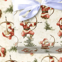 Watercolor Bow and Arrow Santa Gift Wrap, Santa Archer Wrapping Paper, Hunter Santa Christmas Wrapping Paper, Archery Holiday Gift Wrap