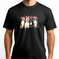 Santa Hat Dog Graphic Tee, Pit Bull Christmas T-Shirt, Festive Pitbull Holiday Shirt, Adorable Dog Lover Christmas Graphic T-Shirt Present