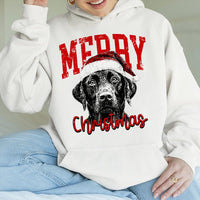Santa Hat Black Lab Hoodie, Black Labrador Christmas Hoodie, Adorable Holiday Dog Mom Sweatshirt, Festive Retriever Winter Pullover Present