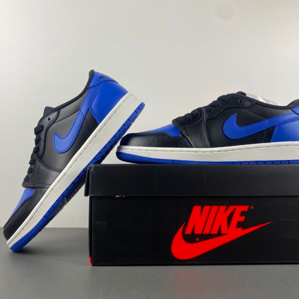 Low Top Sneakers, Royal Blue Black Colorway, Lace Up Design, Casual Gift for Sneaker Fans