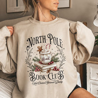 Christmas Book Lover Crewneck, North Pole Book Club Sweatshirt, Adorable Holiday Reader Graphic Pullover, Bookish Xmas Sweater, Reader Present