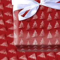White Pine Tree Pattern Gift Wrap, Red Christmas Wrapping Paper, Classic Rustic Holiday Gift Wrapping Paper, Winter Season Paper Roll