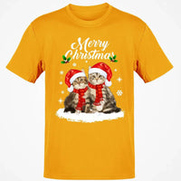 Adorable Holiday Kitty Graphic Tee, Merry Christmas Santa Cats T-Shirt, Festive Cat Lover Winter Shirt, Xmas Animal T-Shirt