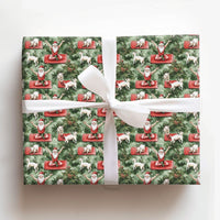 Whimsical Goat Christmas Gift Wrap, Yoga Santa Wrapping Paper, Humorous Holiday Present Wrap, Adorable Xmas Yogi Packaging Paper