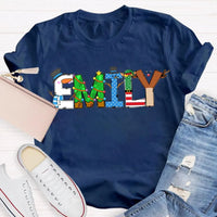 Custom Name Holiday Shirt, Personalized Merry Christmas Vibes T-Shirt, Family Christmas Graphic Tee, Custom Xmas T-Shirt