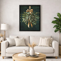 Festive Botanical Mistletoe Painting, Mistletoe Wall Art Digital Download, Winter Mistletoe Print, Christmas Decor Printable Art