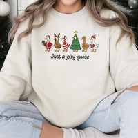 Adorable Holiday Geese Sweatshirt, Jolly Goose Christmas Sweatshirt, Humorous Xmas Goose Crewneck, Festive Animal Sweatshirt, Winter Holiday Present