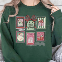 Adorable Postage Stamp Holiday Sweatshirt, Merry and Pregnant Christmas Sweatshirt, Baby Announcement Sweatshirt, Expecting Mom Xmas Crewneck