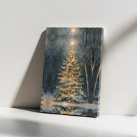 Winter Forest Landscape Canvas, Snowy Christmas Tree Canvas Wall Art, Comfy Holiday Canvas Print, Rustic Winter Pine Wall Art Canvas