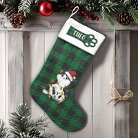 Custom Name Pet Christmas Stocking, Personalized Buffalo Plaid Cat Christmas Stocking, Rustic Christmas Stocking, Present for Cat Lovers