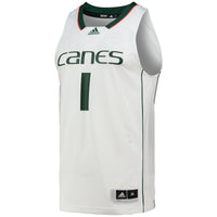 #1 White Miami Hurricanes Team Swingman Basketball Jersey