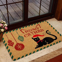 Holiday Pet Lover Welcome Mat, Humorous Black Cat Christmas Doormat, Adorable Winter Front Door Mat, Xmas Porch Rug, Cat Mom Christmas Present
