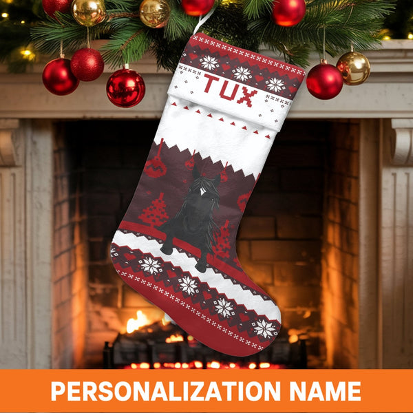 Ugly Sweater Holiday Stocking, Black Friesian Horse Christmas Stocking, Personalized Christmas Stocking, Equestrian Christmas