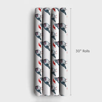 Humorous Holiday Bird Gift Wrap, Santa Pigeon Christmas Wrapping Paper, Quirky Urban Animal Wrapping Paper, Novelty Xmas Gift Wrap Roll