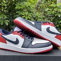 Low Top Golf Shoes, Blue White Red Colorway, Lace Up Design, Casual Gift for Shoe Lovers