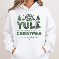 Winter Solstice Graphic Sweatshirt, Yule Pentagram Hoodie, Witchy Pagan Christmas Pullover, Wiccan Holiday Hooded Sweatshirt
