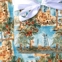 Burj Al Arab Holiday Wrapping Paper, Dubai Christmas Wrapping Paper, Watercolor Dubai Gift Wrap, Tropical Skyline Xmas Wrapping Paper