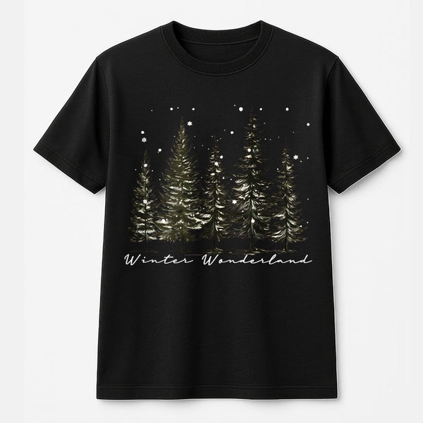 Snowy Forest Pine Tree T-Shirt, Winter Wonderland Shirt, Comfy Winter Tree Graphic Tee, Christmas Holiday Nature Shirt, Winte