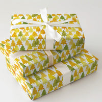 Gold Green Pine Tree Wrapping Paper, Watercolor Christmas Tree Wrapping Paper, Modern Holiday Wrapping Paper, Forest Winter Gift Wrap Roll