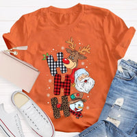 Merry Christmas Vibes Graphic Tee, Christmas Reindeer Snowman Santa Claus Shirt, Adorable Holiday Season T-Shirt, Festive Xmas Shirt