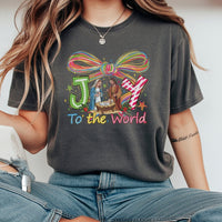Christian Christmas Scripture Graphic Tee, Joy to the World Nativity T-Shirt, Holy Night Religious Jesus Shirt, Holiday Church Present