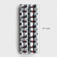 Black Dog in Red Scarf Gift Wrap, Cane Corso Christmas Wrapping Paper, Holiday Dog Lover Wrapping Paper Roll, Winter Pet Present Wrap