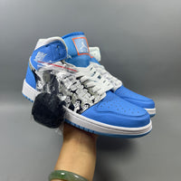 High Top Sneakers, Blue White Black Colorway, Lace Up Design, Casual Gift for Sneaker Fans