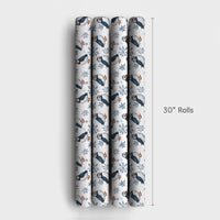 Winter Snowflake Gift Wrap, Puffin Bird Wrapping Paper, Adorable Arctic Animal Wrapping Paper, Christmas Holiday Gift Wrap Roll, Birthday Paper