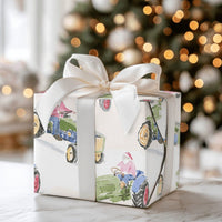 Santa Farm Tractor Gift Wrap, Christmas Tractor Wrapping Paper, Rustic Country Wrapping Paper, Farmhouse Holiday Gift Wrap Roll for Farmers